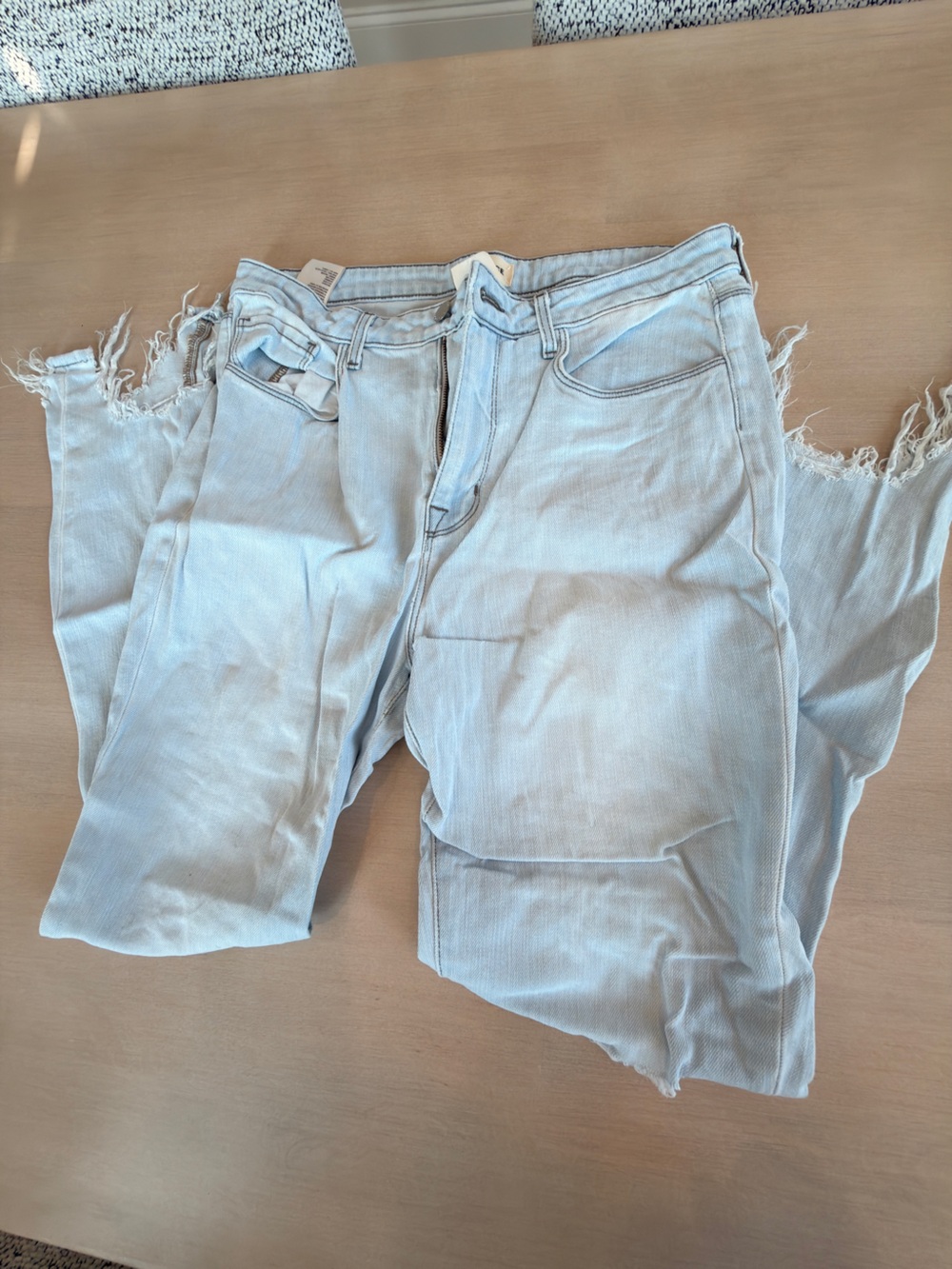 L'AGENCE Pale Blue Cropped Frayed-Hem Jeans